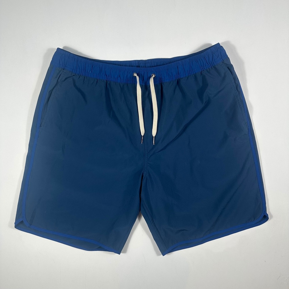 Fair Harbor Swim Shorts Mens XL Elastic Waist Contrast Trim Navy Blue